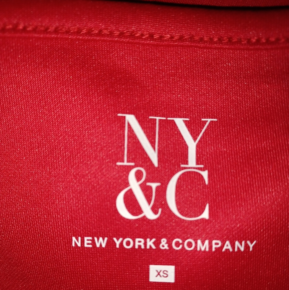 NY&Co. Red Peplum Blouse w/ Bow - Picture 5 of 5